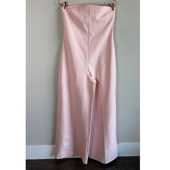 Zara Womens Bloggers Favorite Strapless Satin Effect Jumpsuit Pale Pink Medium - Picture 9 of 13